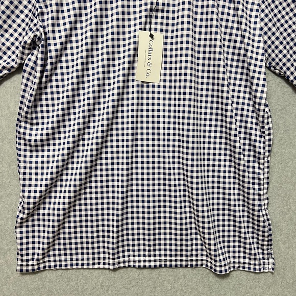 Collars & Co. Relaxed Dress Collar Polo NWT Size XL Navy Gingham Short Sleeve - Picture 6 of 12